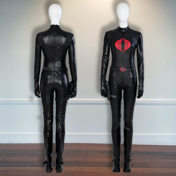 Uniform GI JOE A Real American Hero Cobra's Intelligence Officer Halloween Outfit Baroness Cosplay Black Jumpsuit Costume