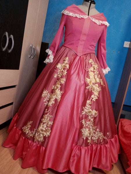 Beauty and the Beast Belle pink Dress Costume cosplay