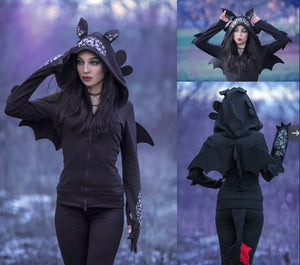 Female cosplay jacket Black Dragon hoodie