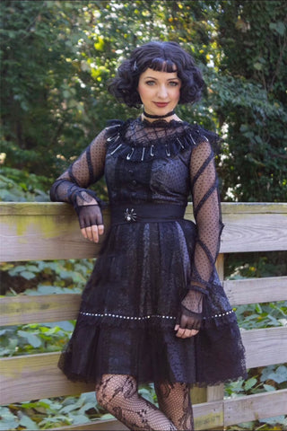 Black Lydia Deetz Dress Cosplay Musical Outfits