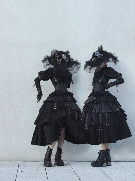 Mediaeval Steampunk Gothic Renaissance Cosplay Dress Theater Costume Black Victorian Dress Vintage Formal Day Dress