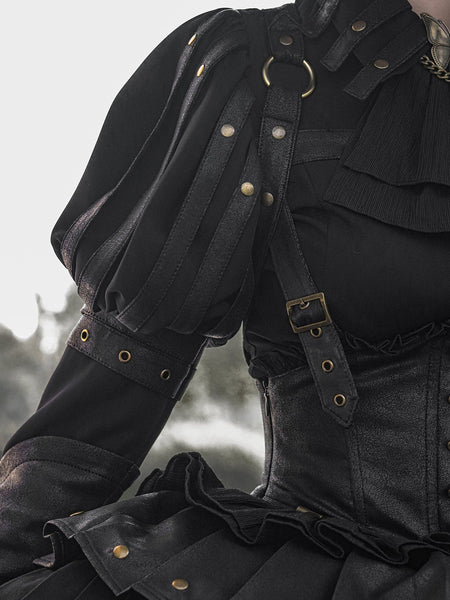 Mediaeval Steampunk Gothic Renaissance Cosplay Dress Theater Costume Black Victorian Dress Vintage Formal Day Dress