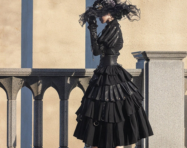 Mediaeval Steampunk Gothic Renaissance Cosplay Dress Theater Costume Black Victorian Dress Vintage Formal Day Dress