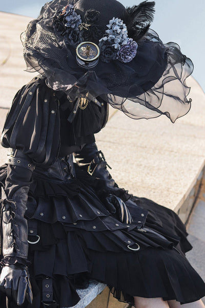 Mediaeval Steampunk Gothic Renaissance Cosplay Dress Theater Costume Black Victorian Dress Vintage Formal Day Dress