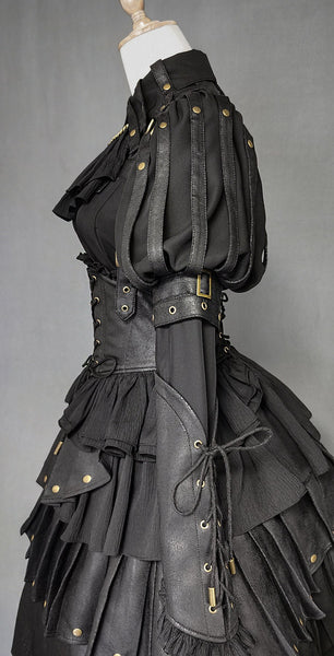 Mediaeval Steampunk Gothic Renaissance Cosplay Dress Theater Costume Black Victorian Dress Vintage Formal Day Dress