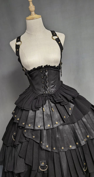 Mediaeval Steampunk Gothic Renaissance Cosplay Dress Theater Costume Black Victorian Dress Vintage Formal Day Dress