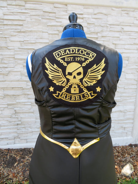 Coat Cosplay Costume Adult Black and Gold Motorcycle Jacket