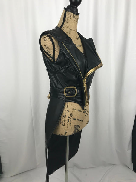 Coat Cosplay Costume Adult Black and Gold Motorcycle Jacket