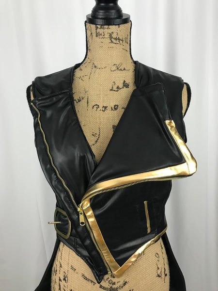 Coat Cosplay Costume Adult Black and Gold Motorcycle Jacket