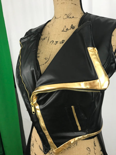 Coat Cosplay Costume Adult Black and Gold Motorcycle Jacket