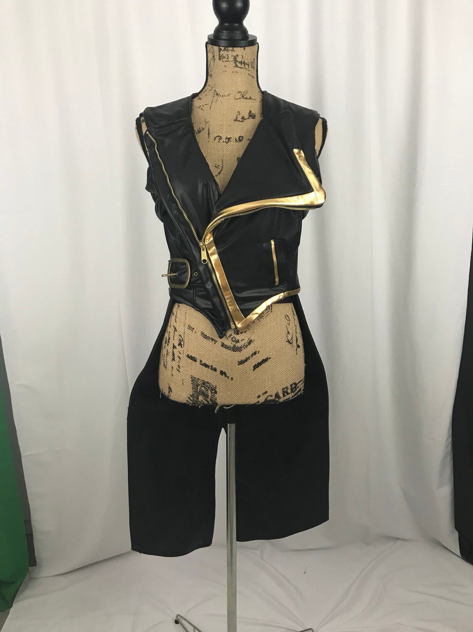 Coat Cosplay Costume Adult Black and Gold Motorcycle Jacket