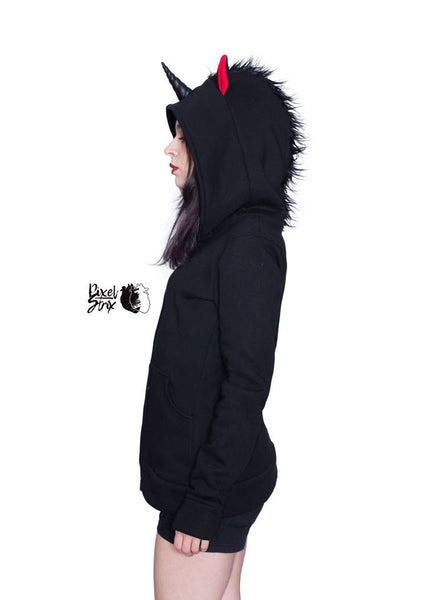 Male or female Black pony unicorn hoodie COLOURS