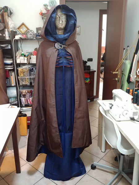 Mage costume set Sorceress wardrobe Pagan Priest Priestess Costume set 4 pieces READY FOR SHIPPING Blue Brown Wizard dress