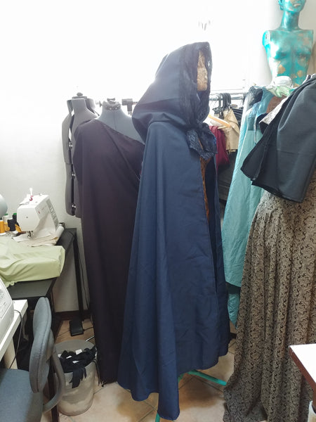 Unisex cloak cape READY FOR SHIPPING Blue Hooded Cape