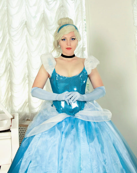 Adult dress princess cinderella Premium cosplay Cinderella Princess Blue dress cosplay