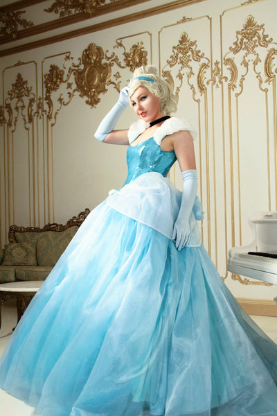 Adult dress princess cinderella Premium cosplay Cinderella Princess Blue dress cosplay