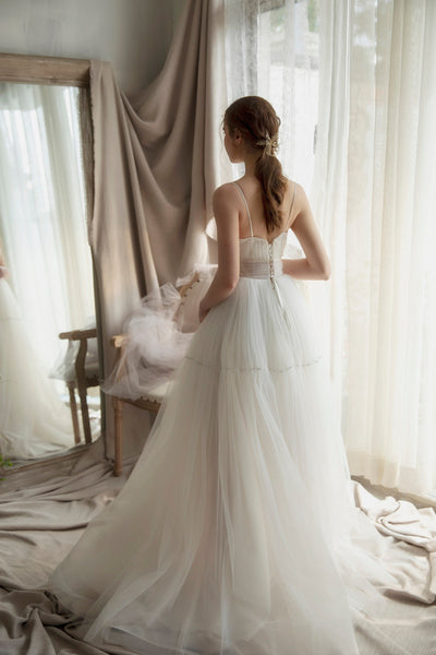 Tulle wedding dress Custom wedding gown bridal gown ivory wedding dress Ballgown Bohemian gown boho dress wedding beach wedding dress