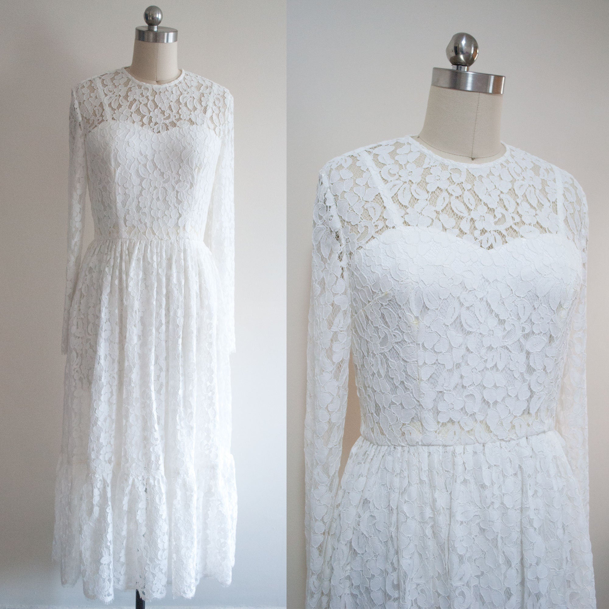 Kate Middleton white Lace midi dress long sleeve bridal gown custom made lace bridal dress Bohemian wedding lace dress elopement dress