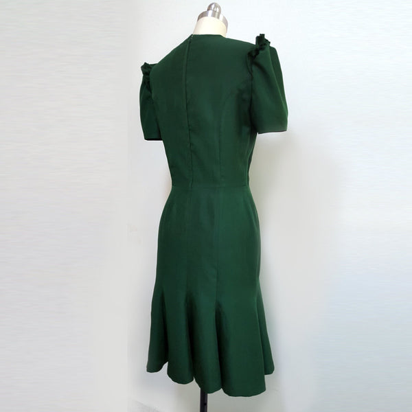 Custom made dress Royal Canada Tour Duchess of Cambridge Bridal midi dress Custom in white Kate Middleton Emerald Green Dress inspired