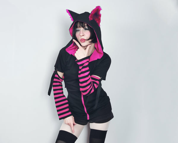 PINK male female cut Cat ears Hoodie