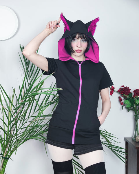 PINK male female cut Cat ears Hoodie