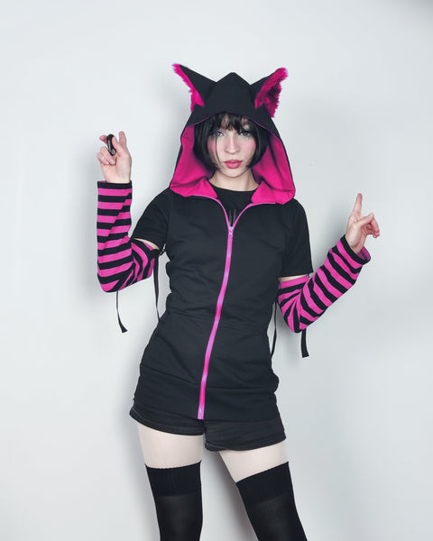 PINK male female cut Cat ears Hoodie
