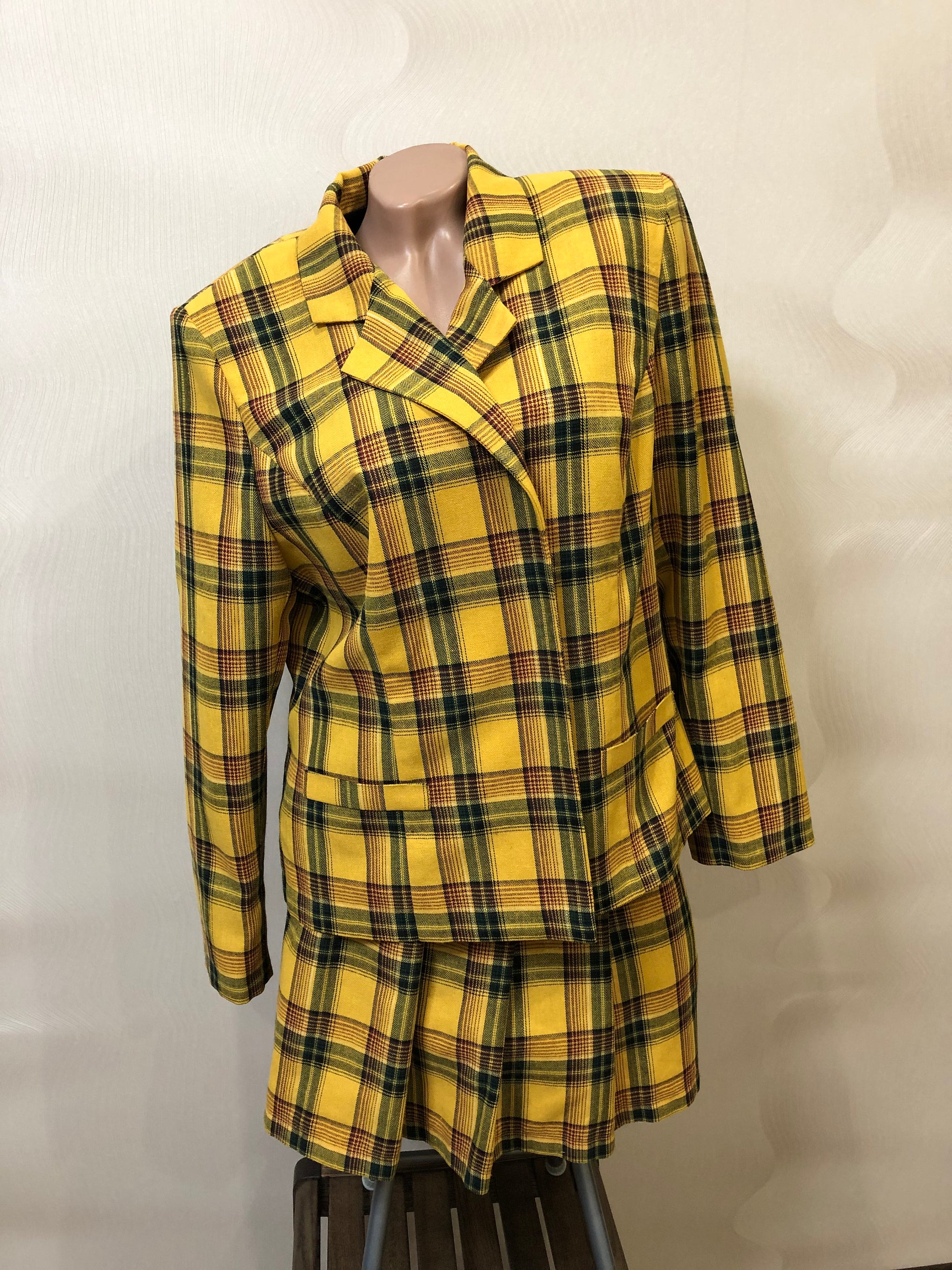Plaid Jacket Skirt Yellow plaid skirt Plaid tartan set School uniform Cosplayrr