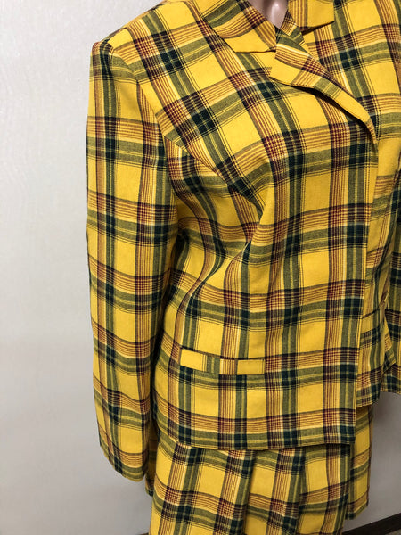 Plaid Jacket Skirt Yellow plaid skirt Plaid tartan set School uniform Clueless skirt Clueless jacket Cher Clueless costume Halloween costume