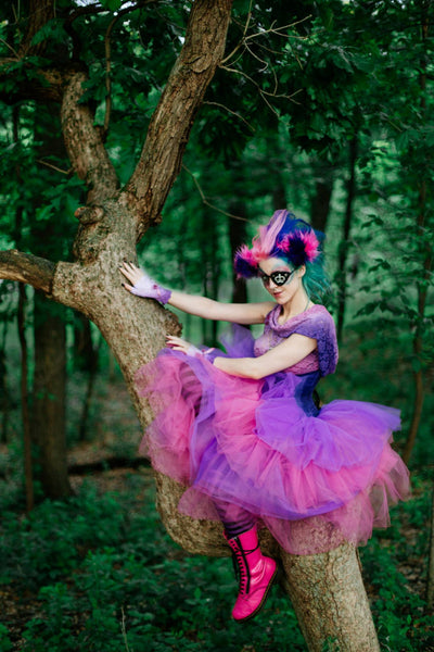 Pink Purple Petticoat Fairytale SKIRT ONLY Custom Petite Plus size Cheshire Cat Cosplay Tulle Skirt Alice In Wonderland Fairy Costume