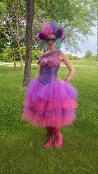 Pink Purple Petticoat Fairytale SKIRT ONLY Custom Petite Plus size Cheshire Cat Cosplay Tulle Skirt Alice In Wonderland Fairy Costume