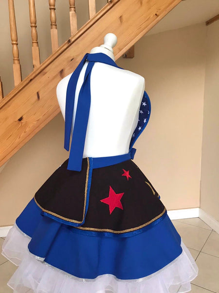 Festive Brown and Royal Blue Christmas Apron Cosplay Costume