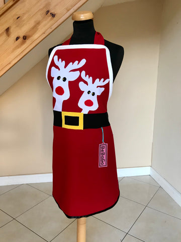 Christmas miss Santa Apron, Festive Christmas Apron, Reindeer Christmas apron