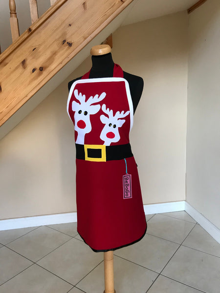 Christmas miss Santa Apron, Festive Christmas Apron, Reindeer Christmas apron