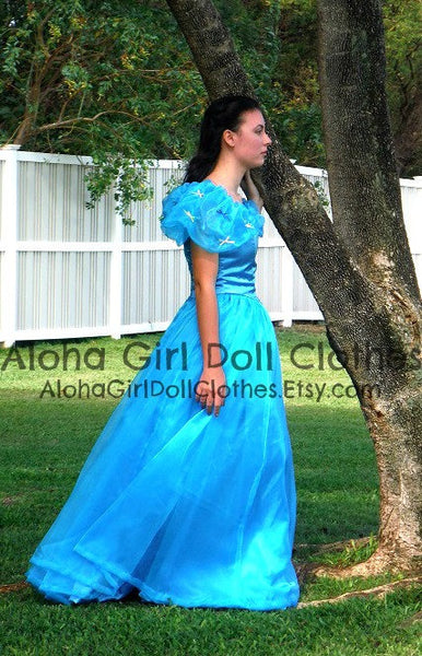 Gown Dress for Girls Teens Adults w Choice of Butterflies or Bows Cinderella 2015 Princess Costume