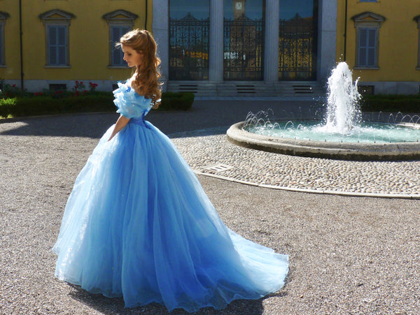 Halloween Costume Cosplay Princess Dress Cinderella Blue Ball Gown