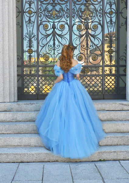 Halloween Costume Cosplay Princess Dress Cinderella Blue Ball Gown