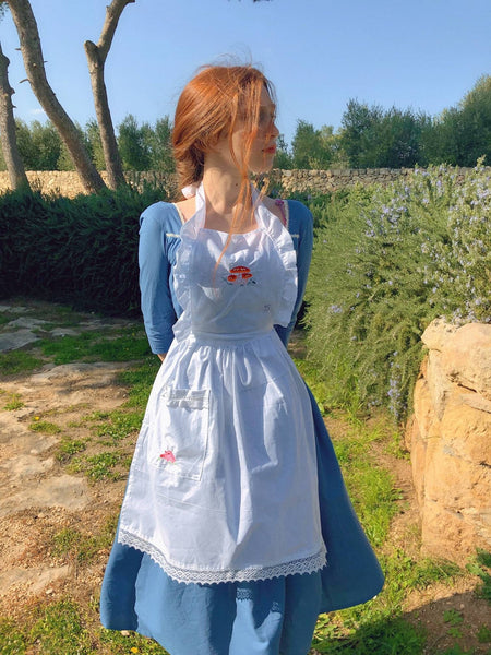 Cottagecore Apron with embroideries 100% cotton Cinnamon Season