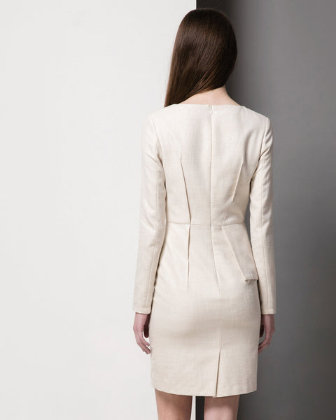 Kate Middleton inspired ivory dress Formal tailored Workdress Peplum dress Custom made dress Civil wedding short dress Tweed Dress
