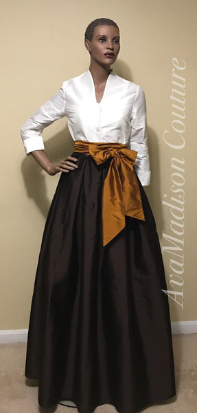 Ball Gown Skirt Sash Pockets Womens Handmade Other Colors Available Classic Must Have Fine Indian Silk Taffeta Box Pleated MAXI Skirt