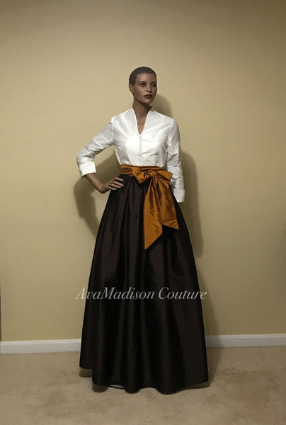 Ball Gown Skirt Sash Pockets Womens Handmade Other Colors Available Classic Must Have Fine Indian Silk Taffeta Box Pleated MAXI Skirt