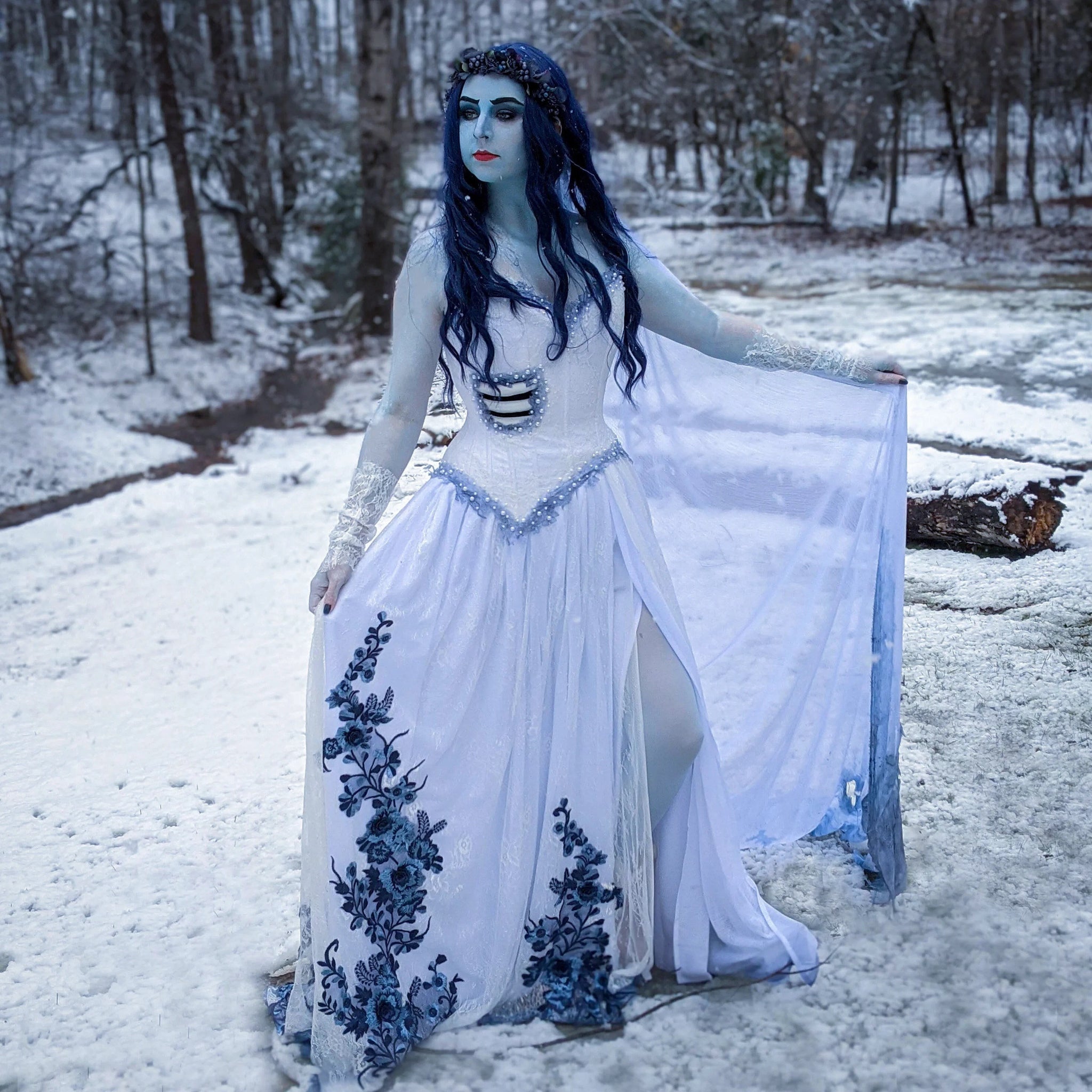 dress corpse bride Emily Costume Cosplay Gown Adult SAMPLE SALE – Cosplayrr Fall in love with Size:12-18 Months color-classic-blue-wash Crochet beach cover-up dress