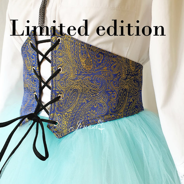 Capsule wardrobe trendy accessory Waist corset belt for wedding cosplay renaissance Corset belt blue gold custom