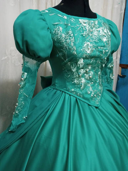 Costume princess Cosplay Ariel Teal gown Little mermaid dress