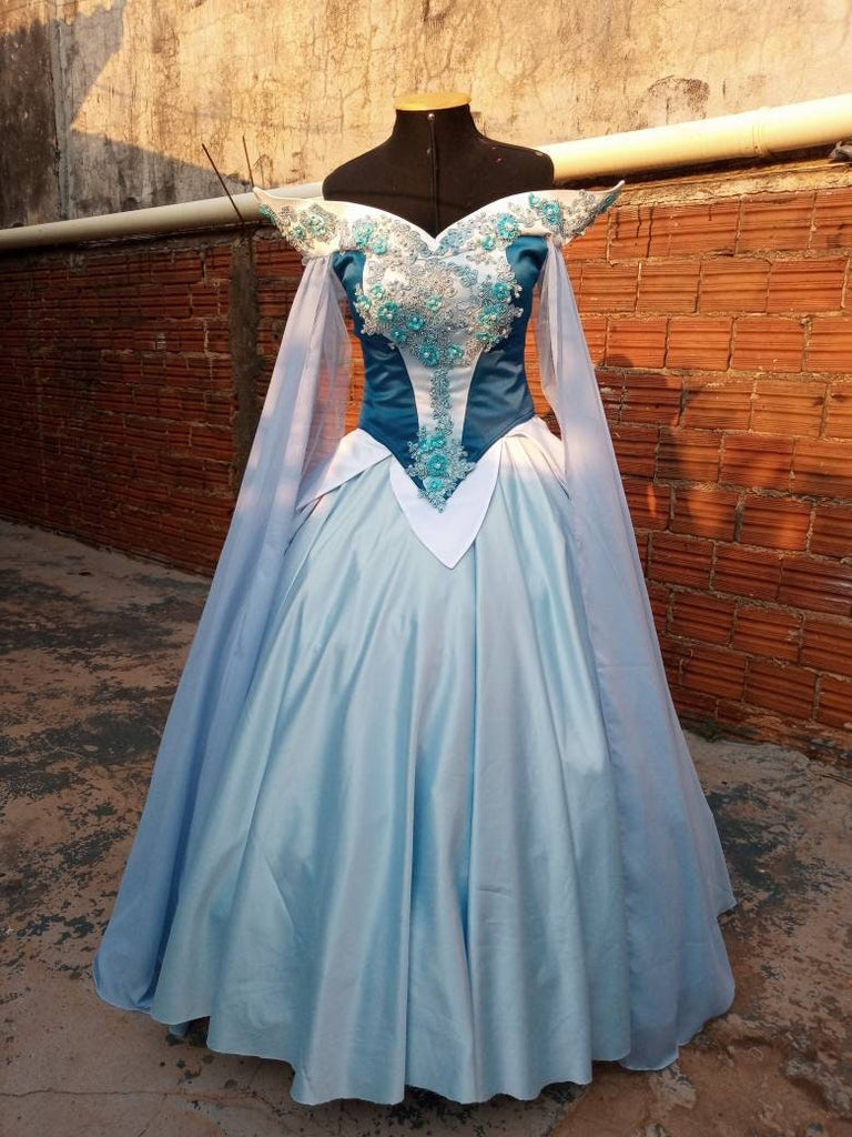disney aurora blue dress Disney-Inspired Sleeping Beauty Princess with Accessories Colors and decorations may vary. Disney Aurora Designer Collection Limited