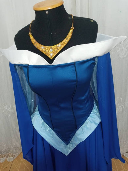 Costume Cosplay Princess hoop skirt Cosplay Aurora Blue dress