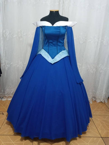 Costume Cosplay Princess hoop skirt Cosplay Aurora Blue dress
