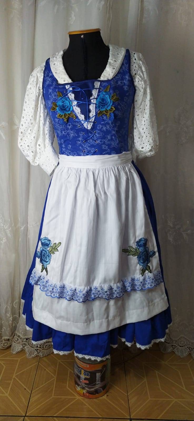 Beauty and the beast princess customade Cosplay Belle Blue dress village
