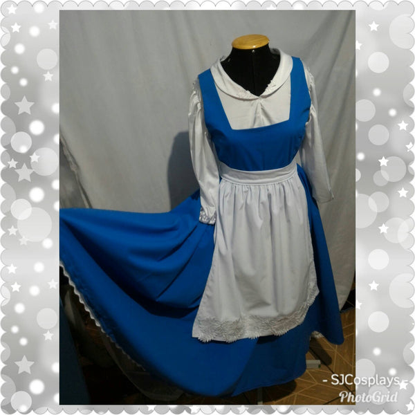 Peasant version Blue dress costume MADE to order Cosplay Belle princess adult Village dress blue The Beauty and the Beast