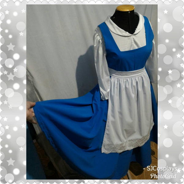 Peasant version Blue dress costume MADE to order Cosplay Belle princess adult Village dress blue The Beauty and the Beast