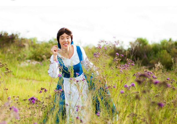 Peasant version Blue dress costume MADE to order Cosplay Belle princess adult Village dress blue The Beauty and the Beast